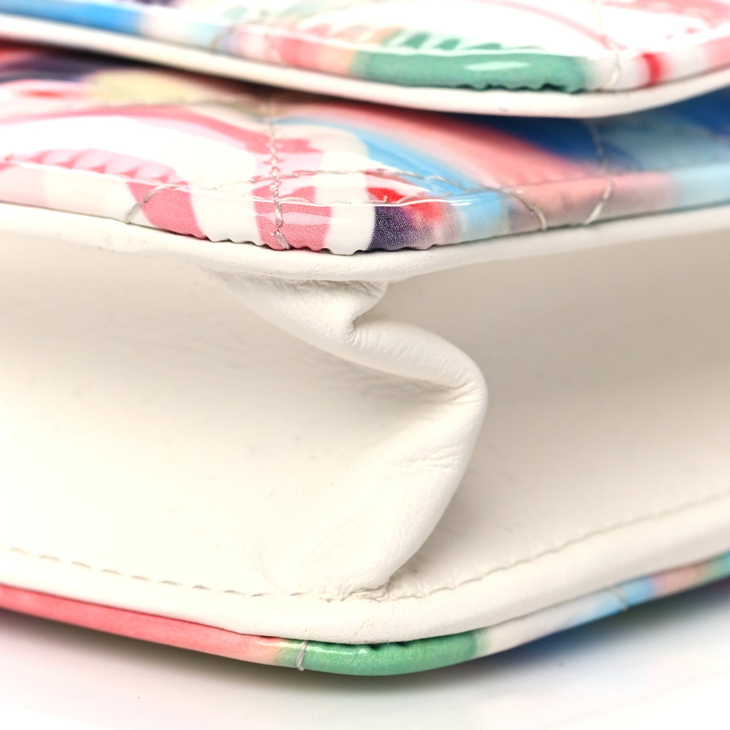 Printed Patent Quilted Rainbow Wallet On Chain WOC