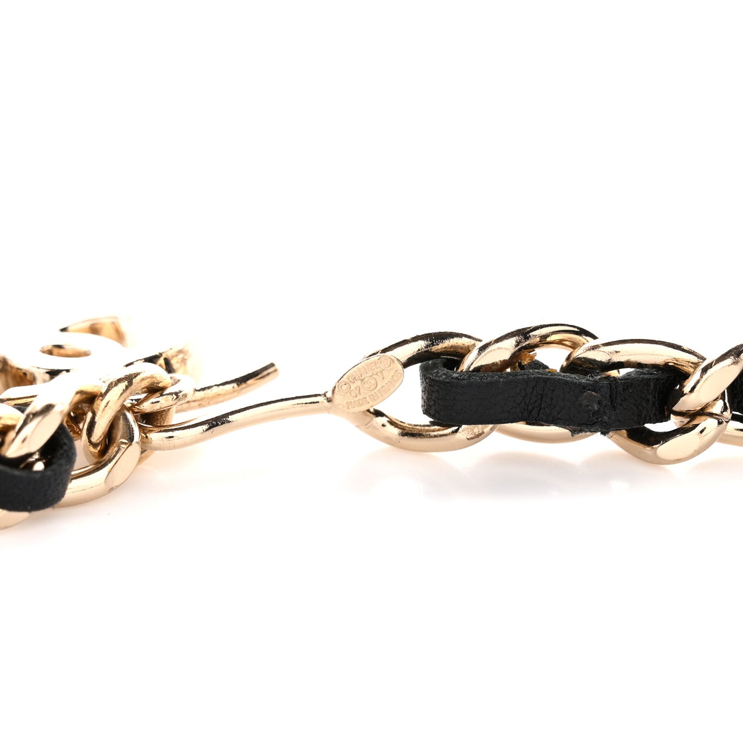 Lambskin Metal CC Chain Logo Belt Gold