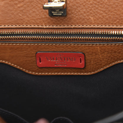 Valentino Garavani Calfskin Suede Embroidered Large Joylock Satchel Tan 6 of 12