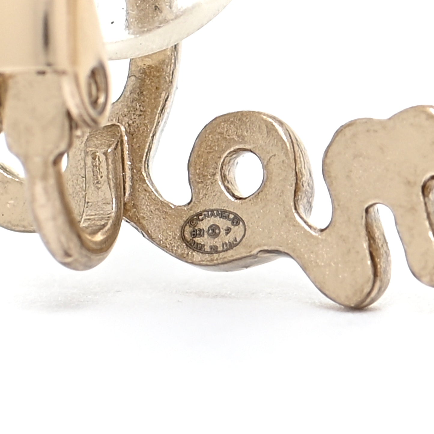 Metal CC Turnlock Climber Clip On Earrings Gold