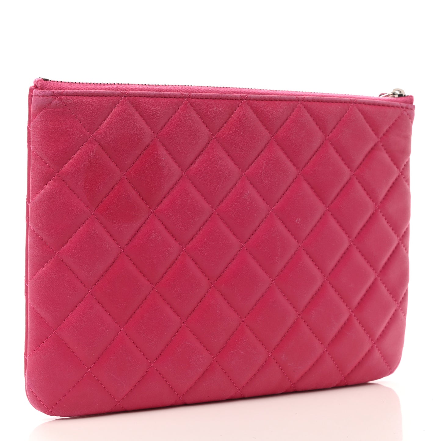 Lambskin Quilted Medium Cosmetic Case Pink