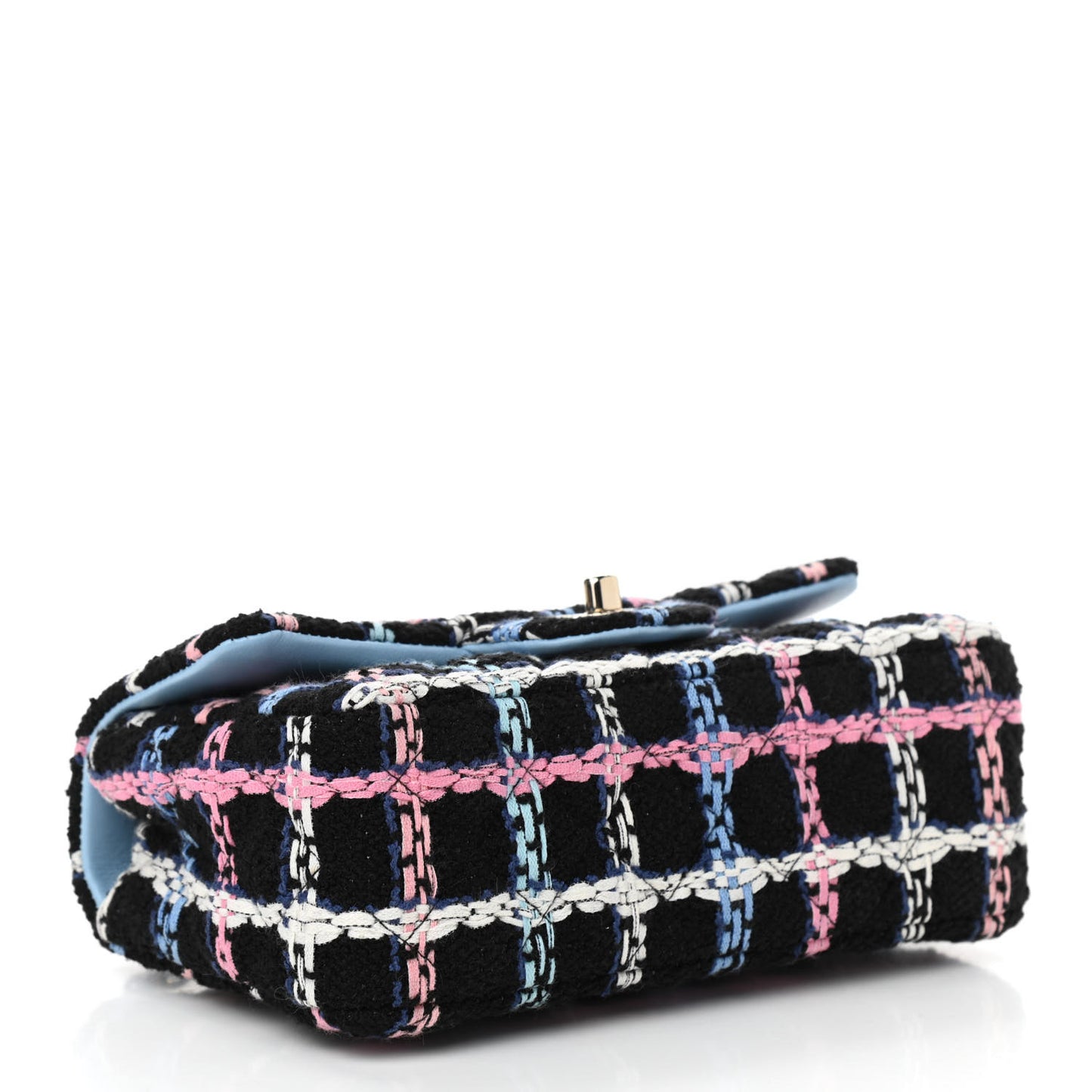 Tweed Quilted Mini Rectangular Flap Black Pink Blue Ecru