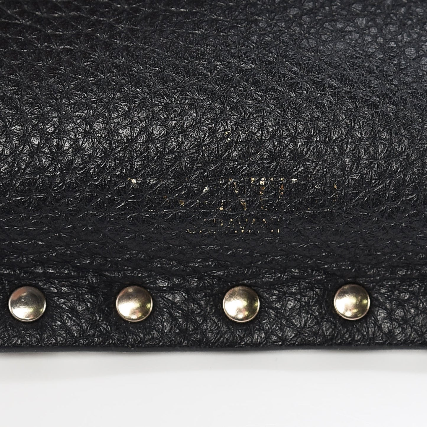 Pebbled Calfskin Large Rockstud Zip Pouch Black
