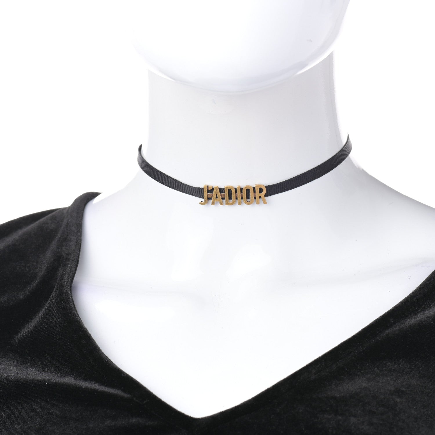 Christian Dior Grosgrain Ribbon J'Adior Logo Choker Necklace Black 2 of 4