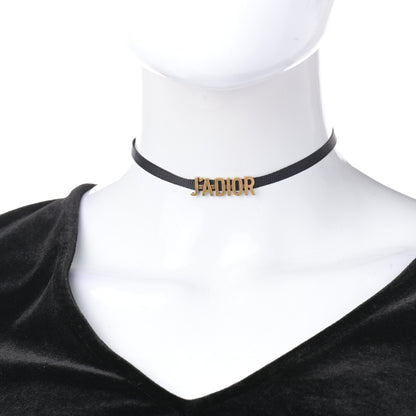 Christian Dior Grosgrain Ribbon J'Adior Logo Choker Necklace Black 2 of 4