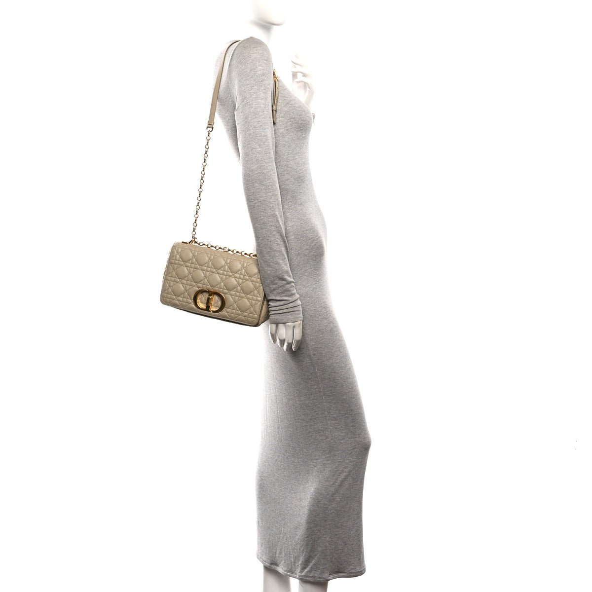 Christian Dior Supple Calfskin Cannage Medium Caro Bag Beige 2 of 10