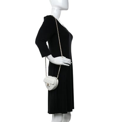 Chanel Lambskin Quilted CC In Love Heart Clutch With Chain White 2 of 9
