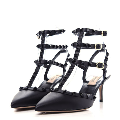 Valentino Garavani Nappa Rockstud Ankle Strap Low Heel Pumps 36.5 Black 3 of 13