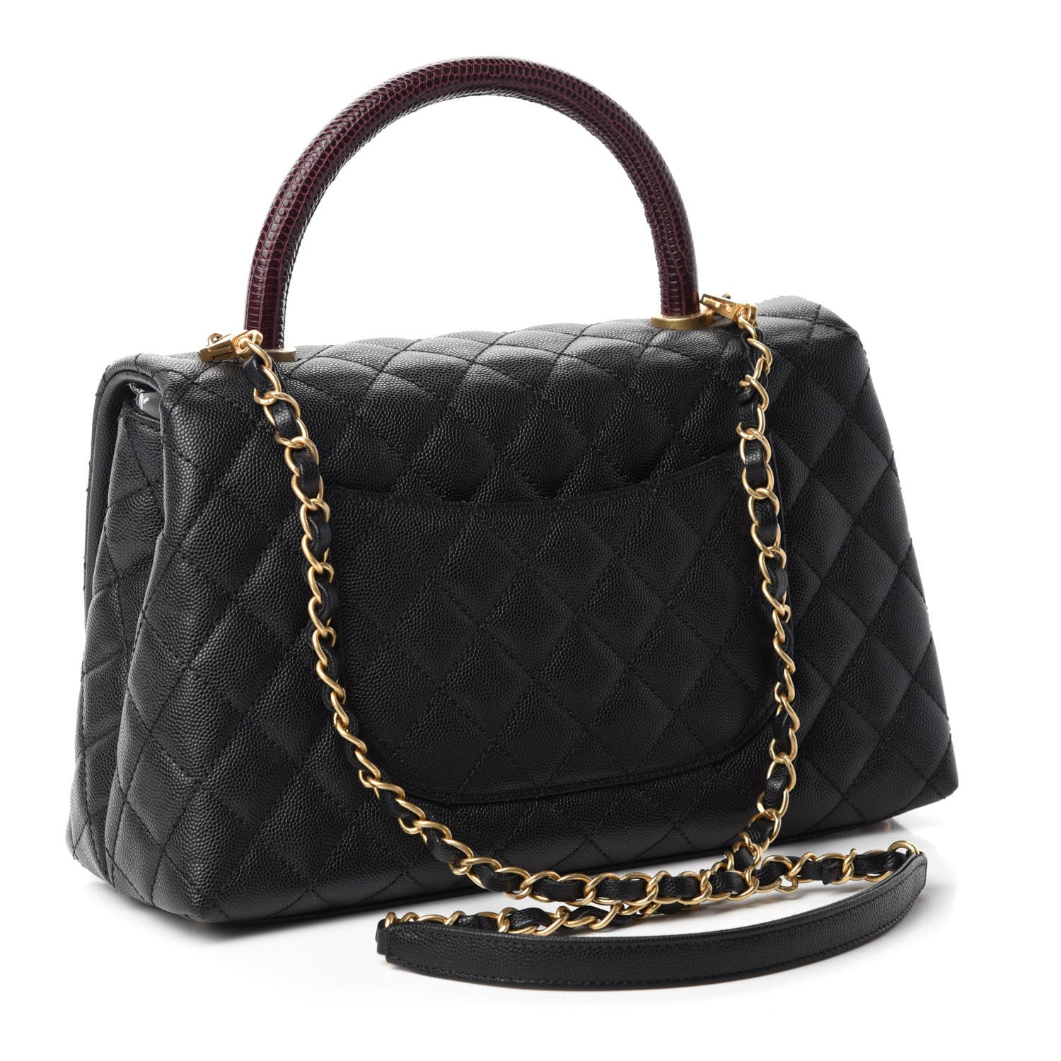 Chanel Caviar Lizard Quilted Small Coco Handle Flap Black 3 of 10