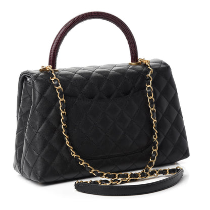 Chanel Caviar Lizard Quilted Small Coco Handle Flap Black 3 of 10