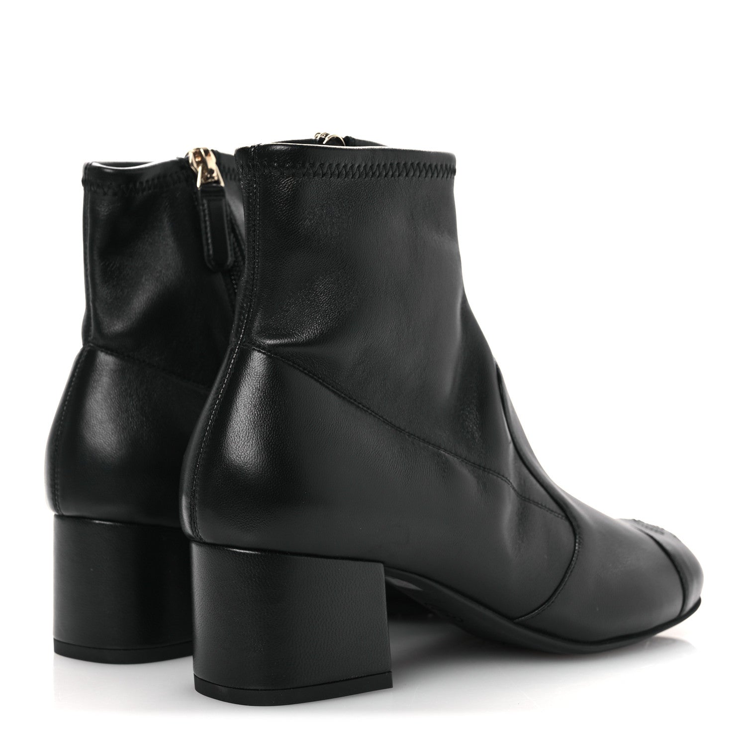 Chanel Stretch Lambskin Cap Toe CC Short Boots 36.5 Black 5 of 12
