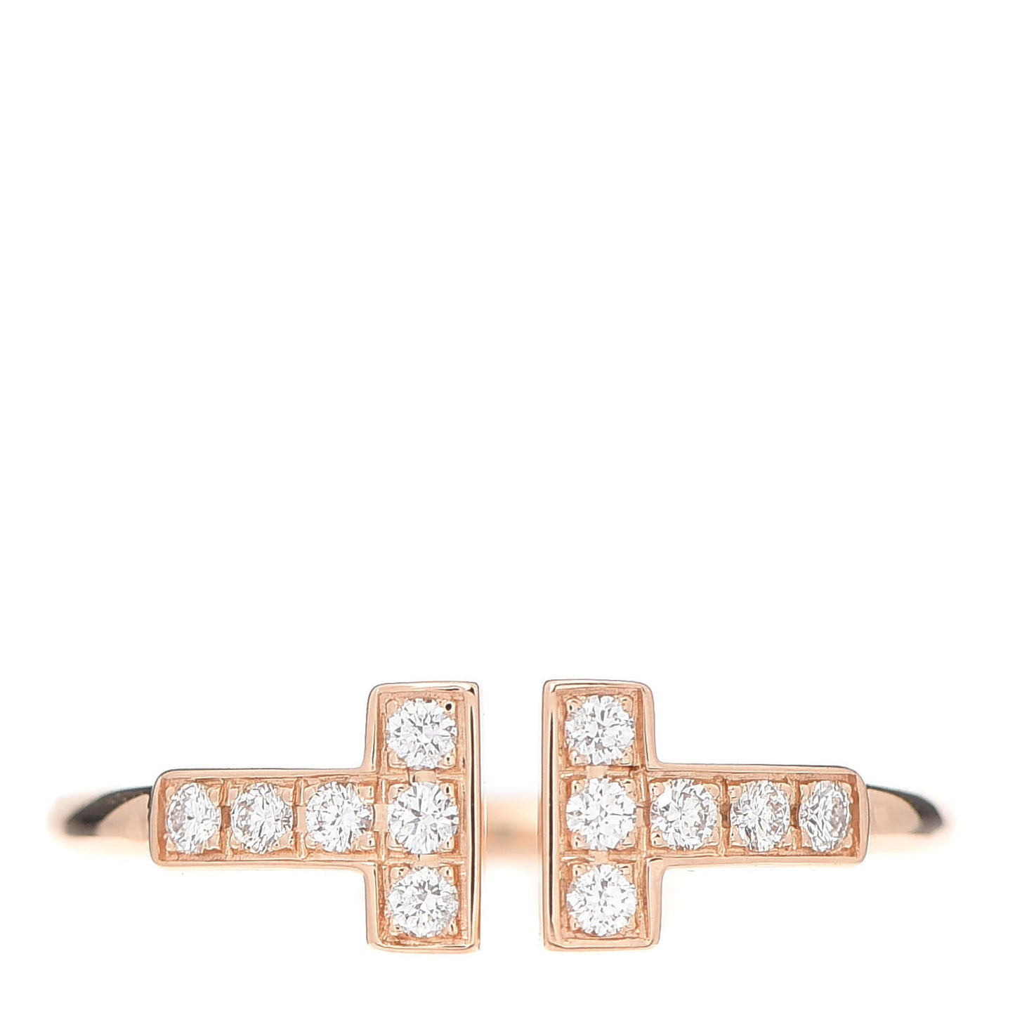 18K Rose Gold Diamond T Wire Ring 48 4.5