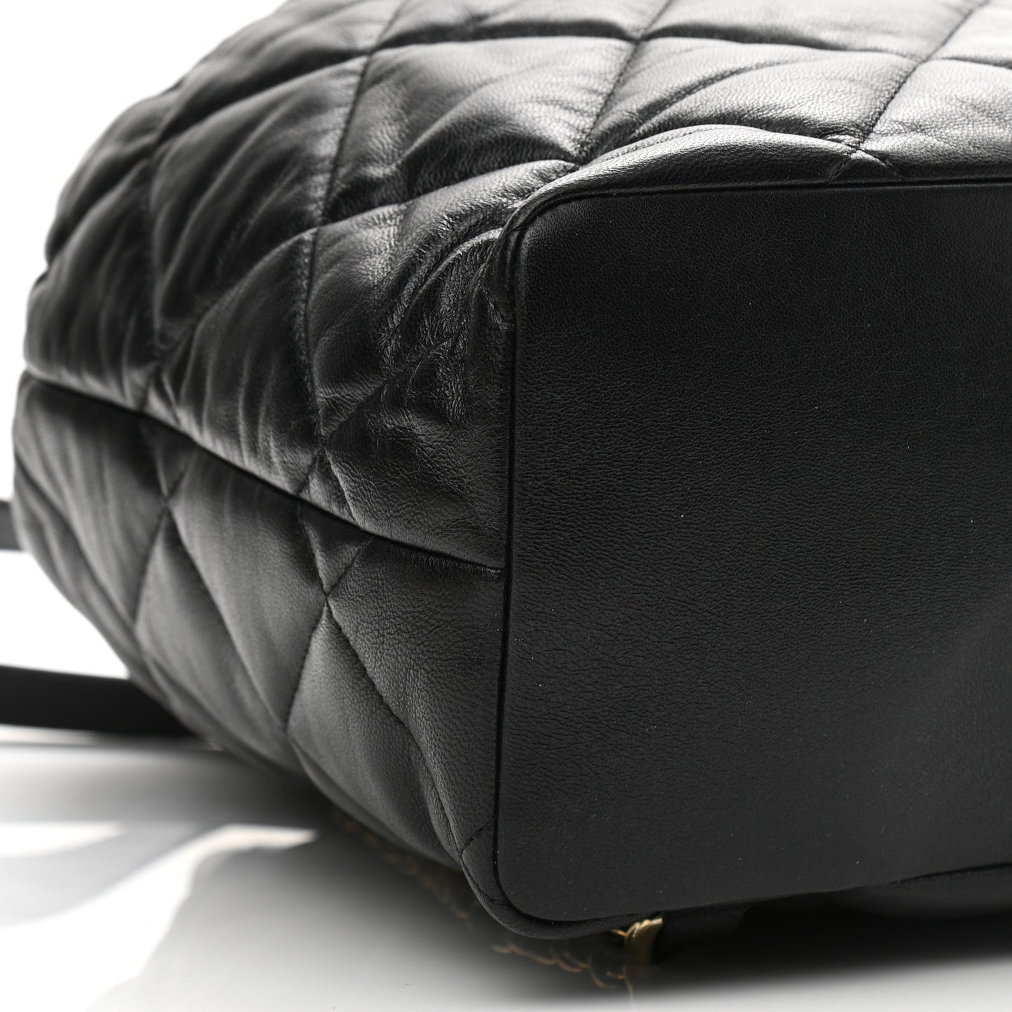 Lambskin Quilted Drawstring Backpack Black