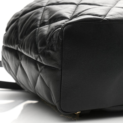 Chanel Lambskin Quilted Drawstring Backpack Black 9 of 12