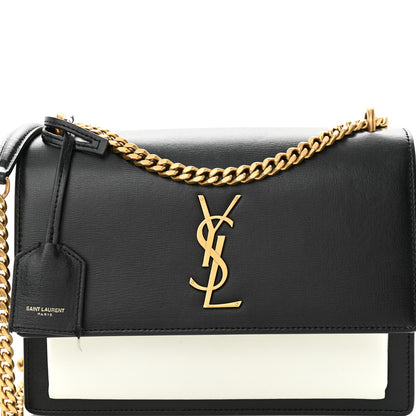 Saint Laurent Calfskin Bi-Color Medium Monogram Sunset Black Pearl White 7 of 13