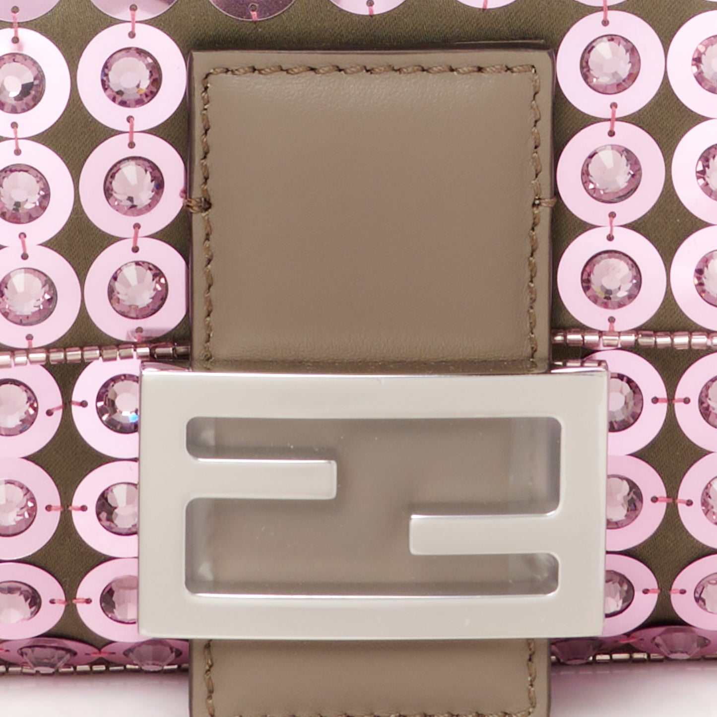 Ricamo Sequin Paillettes Strass Vitello Grace Baguette Rosa Tartufo