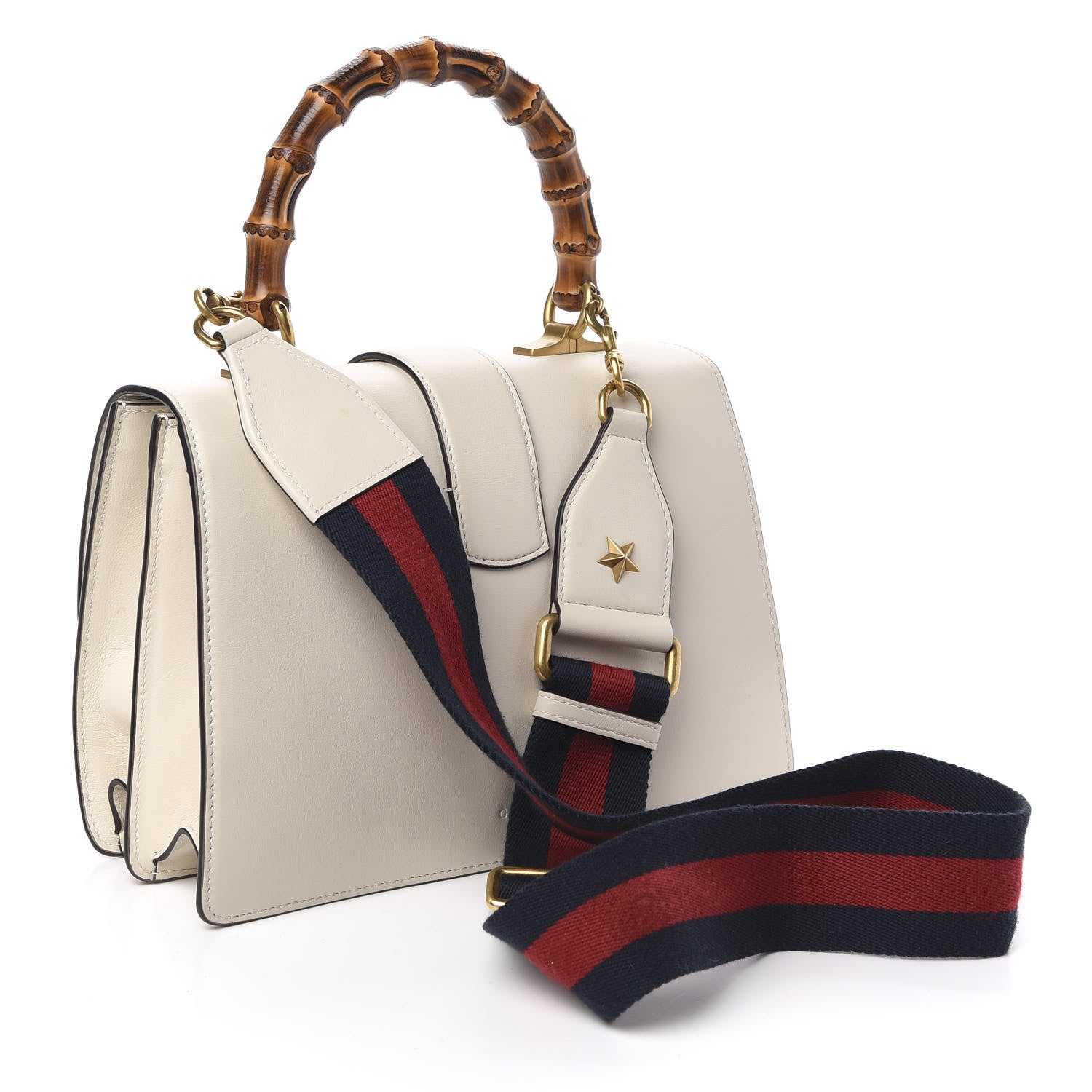 Gucci Calfskin Bamboo Web Medium Dionysus Top Handle Bag White Blue Hibiscus Red 3 of 14