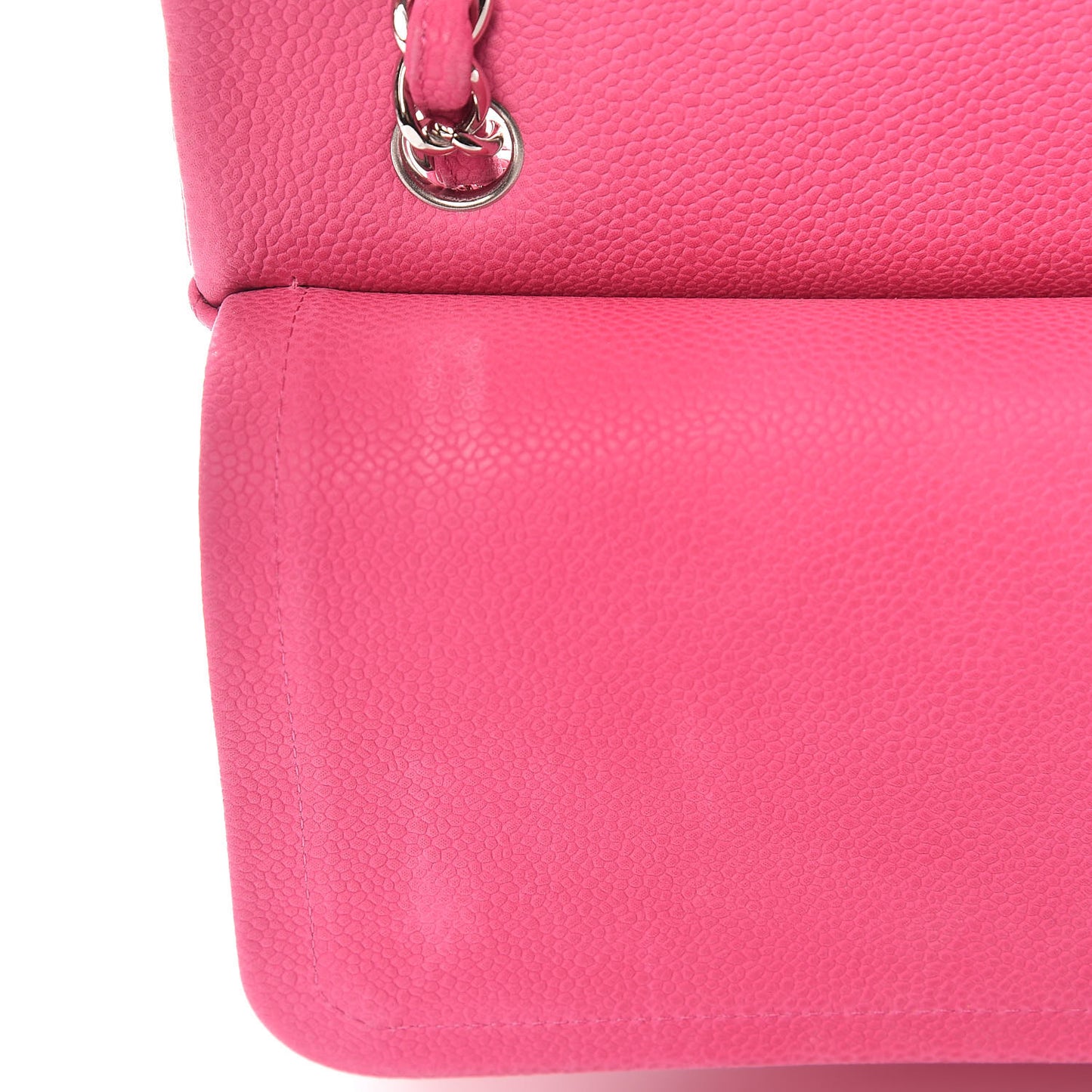 Iridescent Caviar Quilted Maxi Double Flap Hot Pink