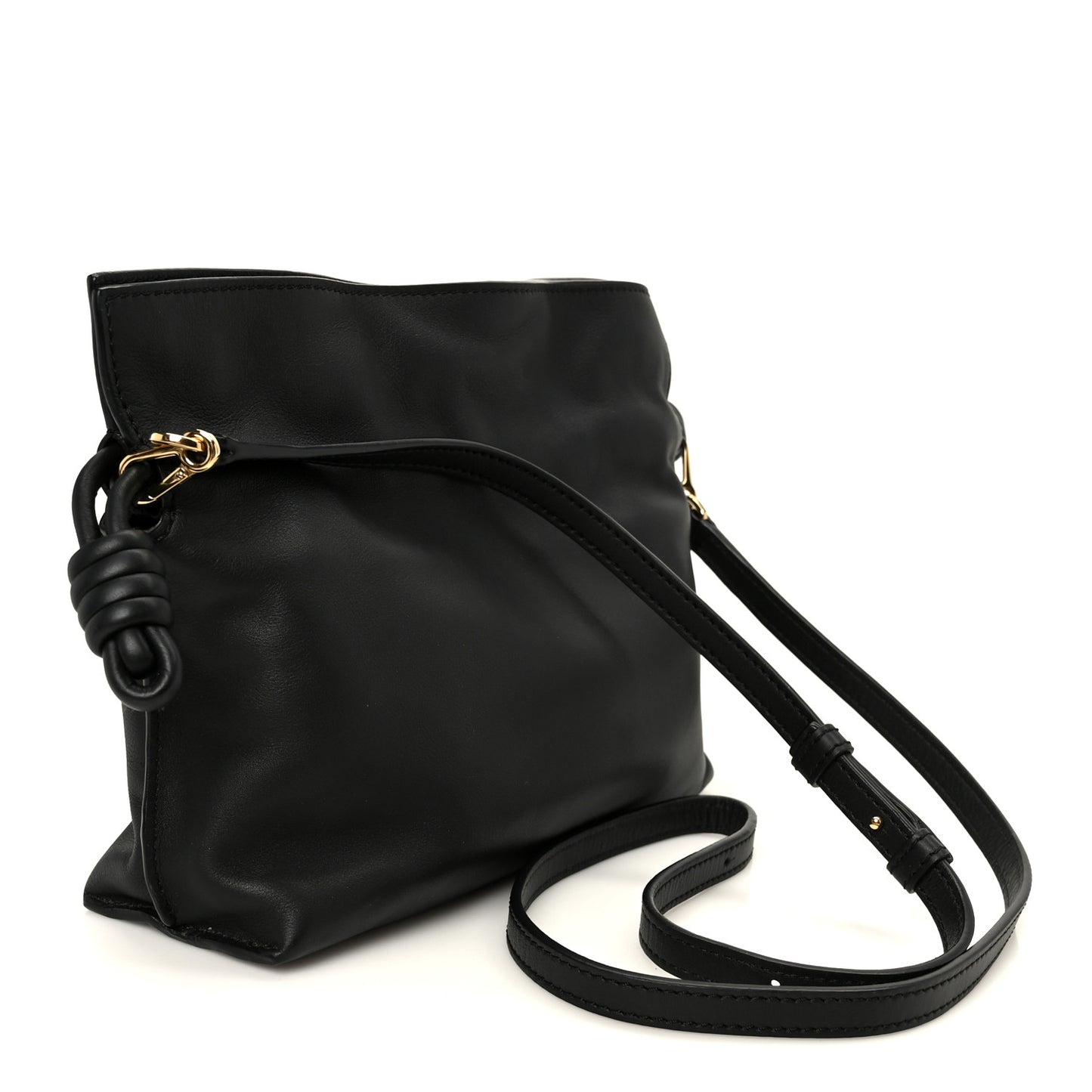 Calfskin Mini Flamenco Knot Clutch Black