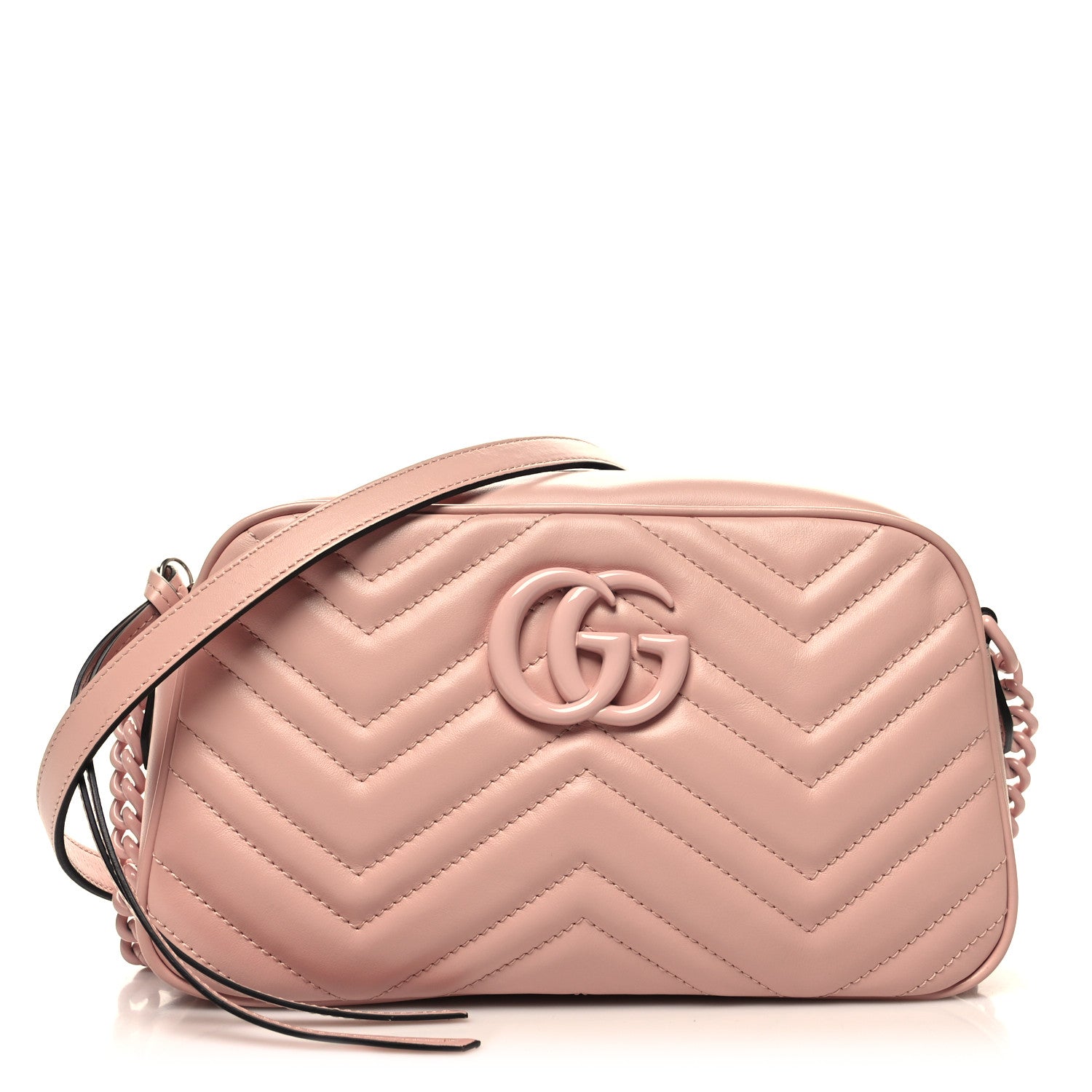 Gucci Calfskin Matelasse Monochrome Small GG Marmont Chain Shoulder Bag Perfect Pink 1 of 10