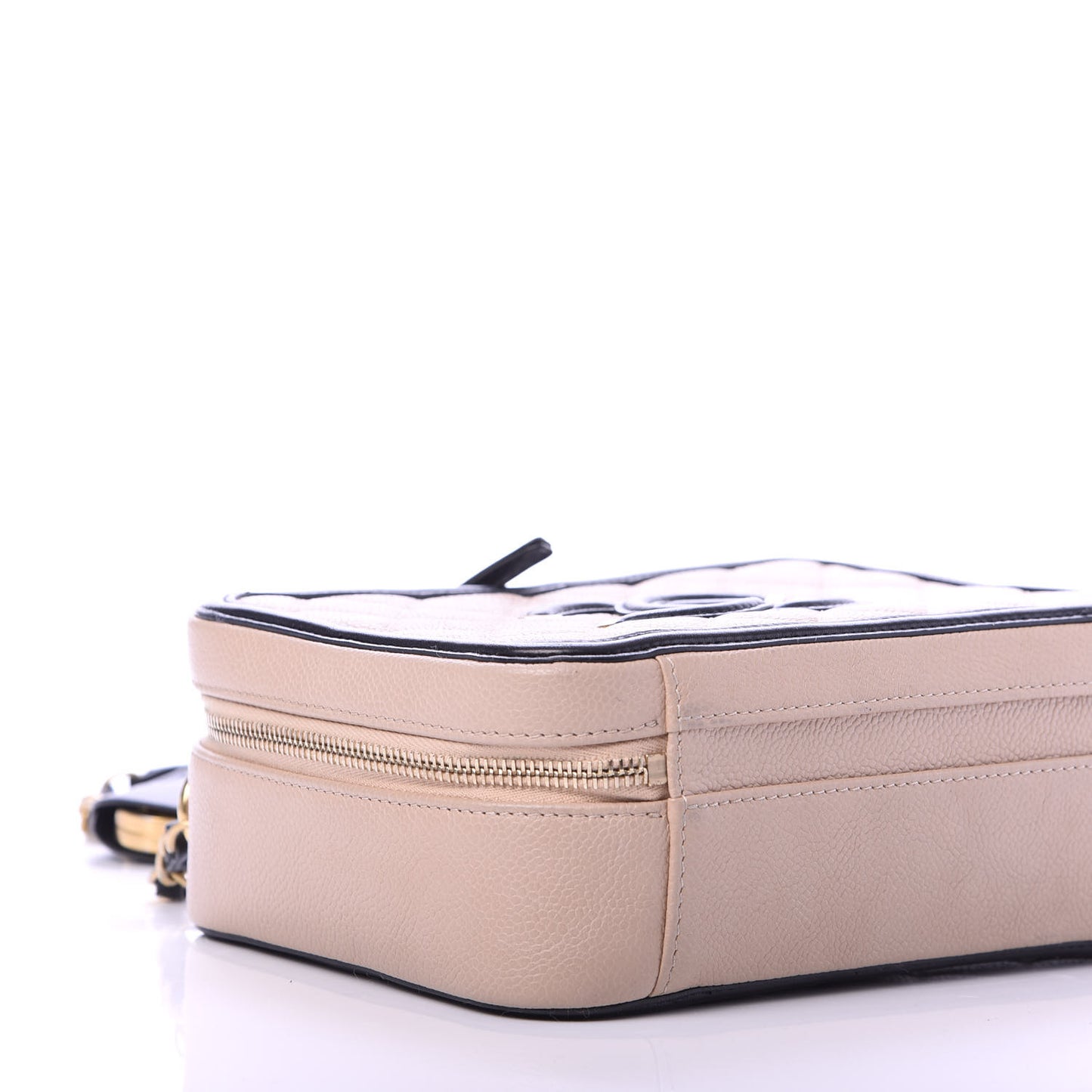 Caviar Quilted Medium CC Filigree Vanity Case Beige Black