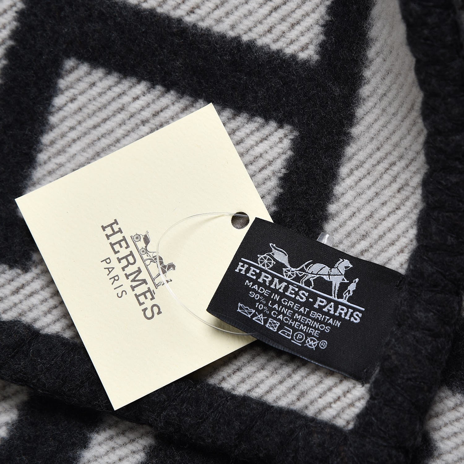 Hermes Wool Cashmere Avalon Blanket Ecru Gris Fonce 4 of 5