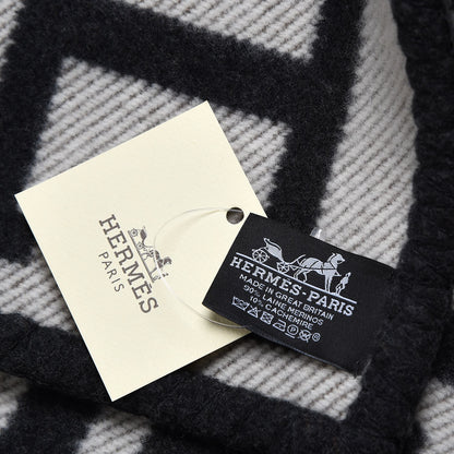 Hermes Wool Cashmere Avalon Blanket Ecru Gris Fonce 4 of 5