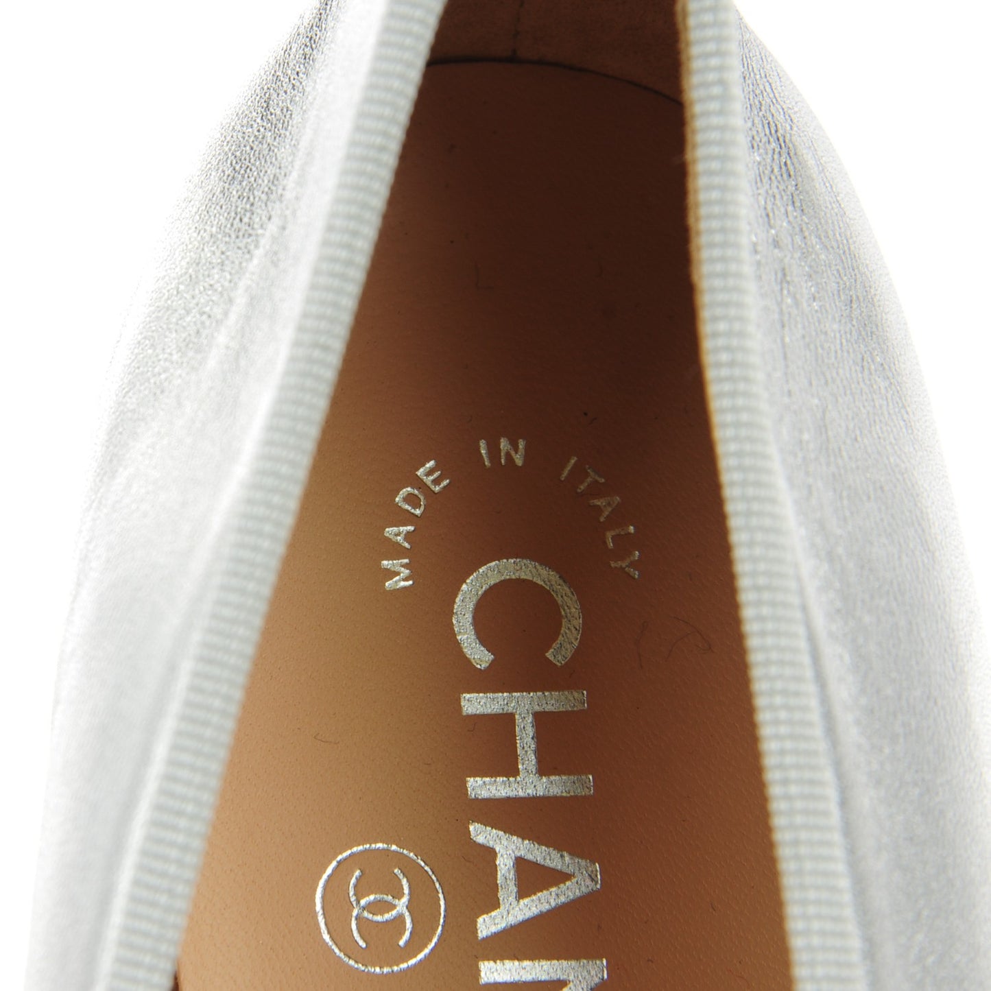 Metallic Lambskin Cap Toe CC Ballerina Flats 39 Silver
