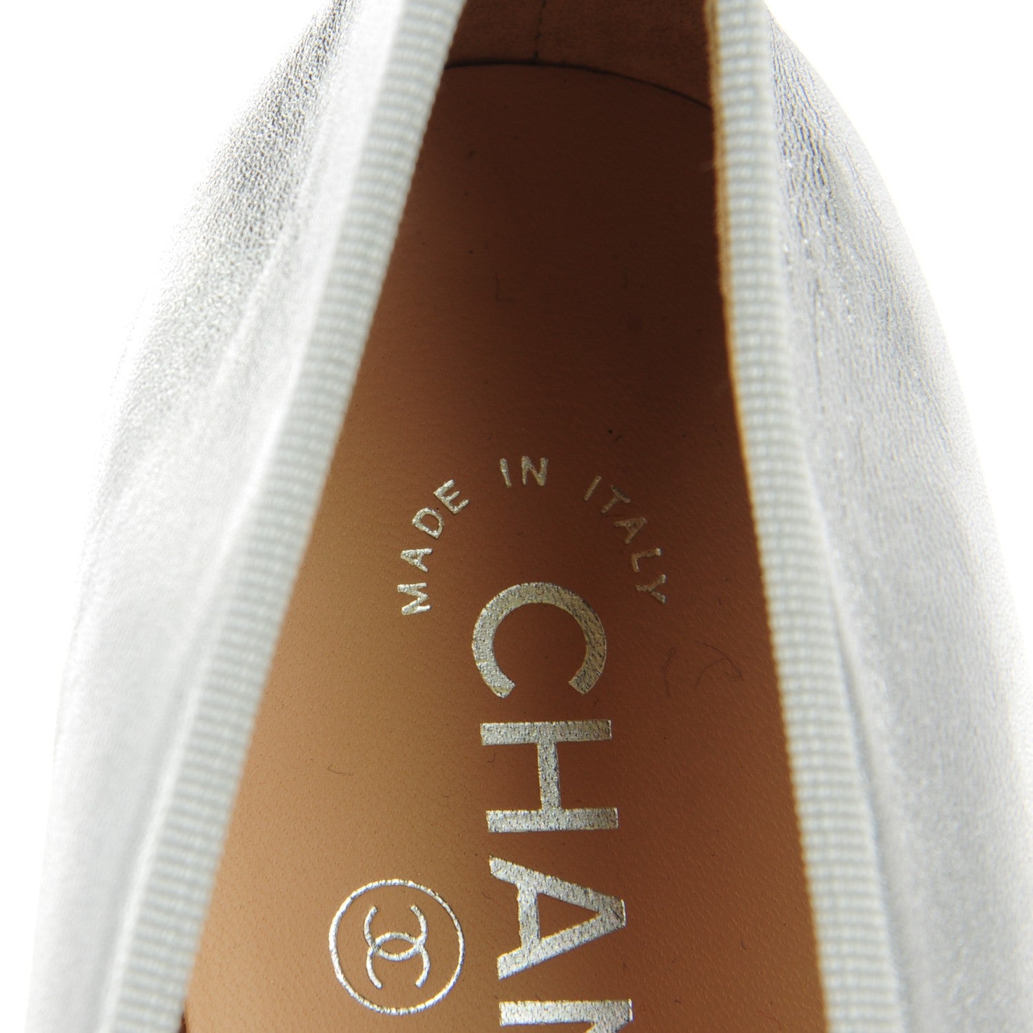 Chanel Metallic Lambskin Cap Toe CC Ballerina Flats 39 Silver 8 of 8