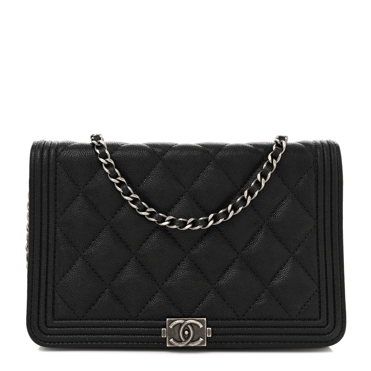 Caviar Quilted Boy Wallet On Chain WOC Black