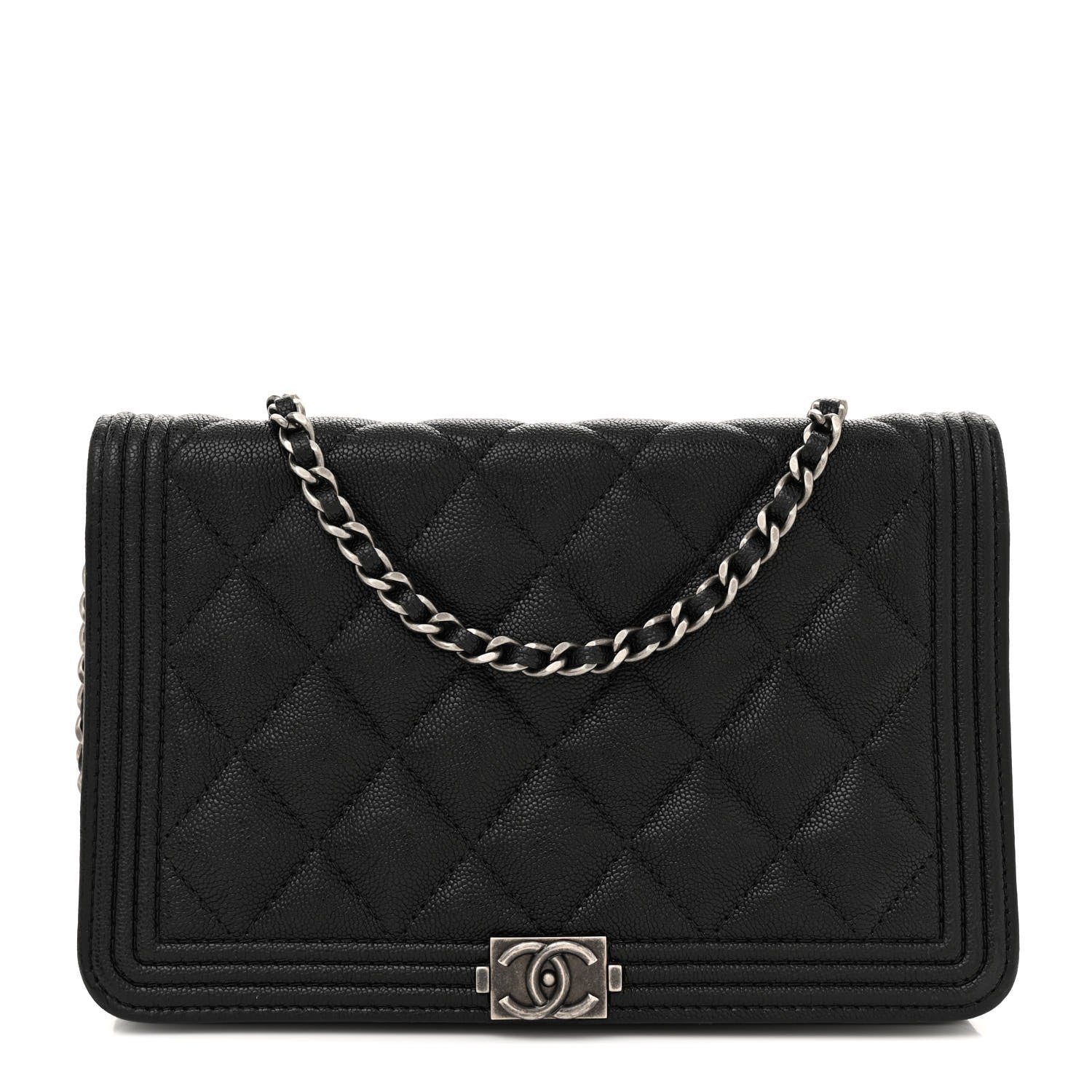Chanel Caviar Quilted Boy Wallet On Chain WOC Black 1 of 12
