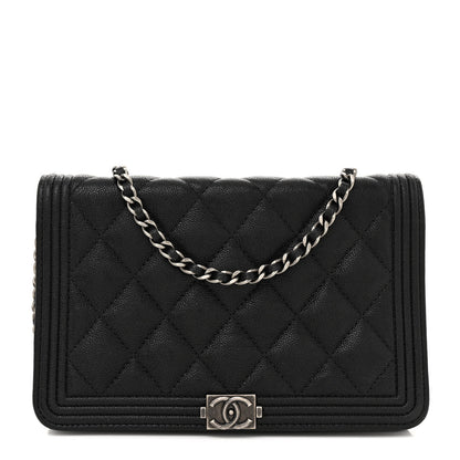 Chanel Caviar Quilted Boy Wallet On Chain WOC Black 1 of 12