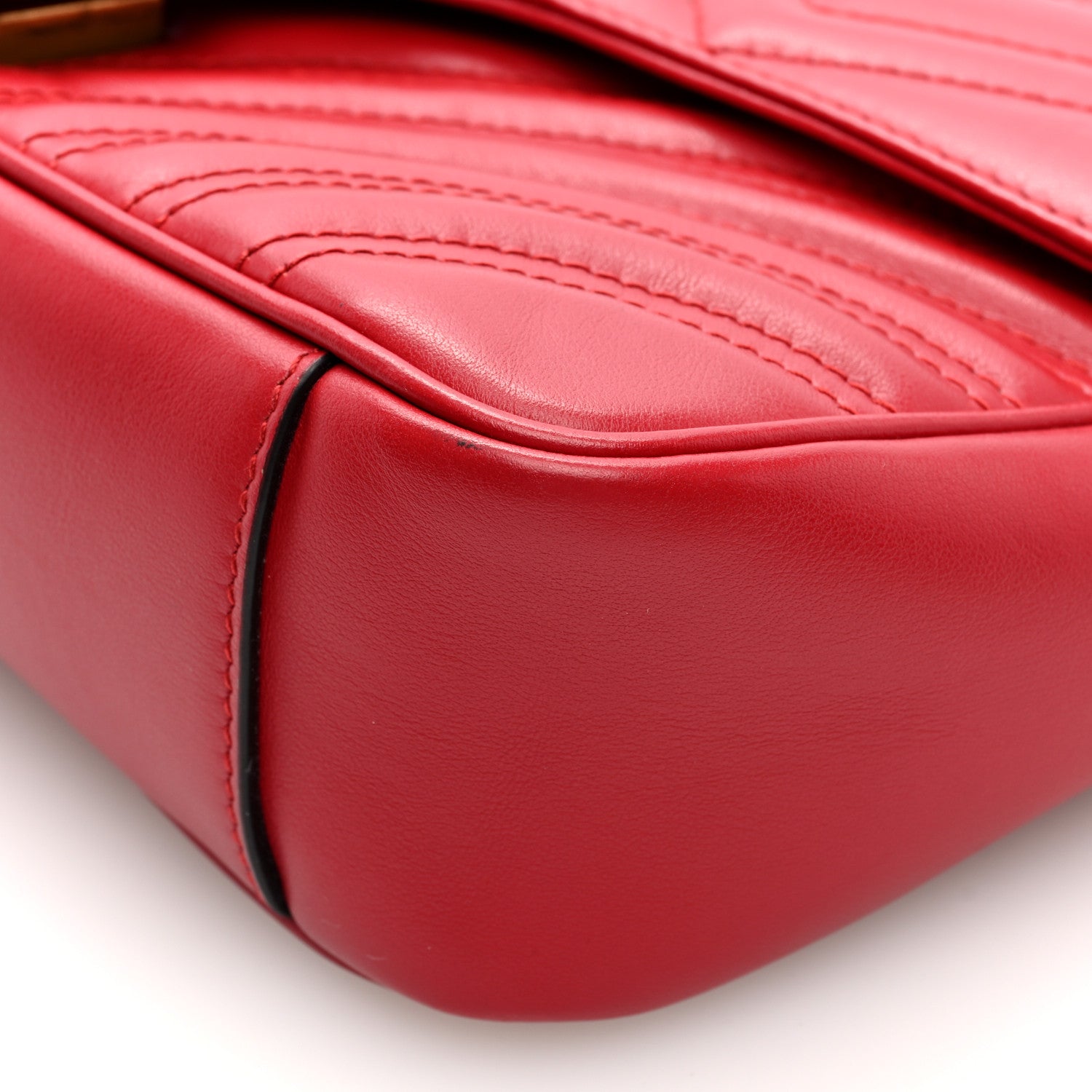 Gucci Calfskin Matelasse Small GG Marmont Shoulder Bag Hibiscus Red 9 of 9