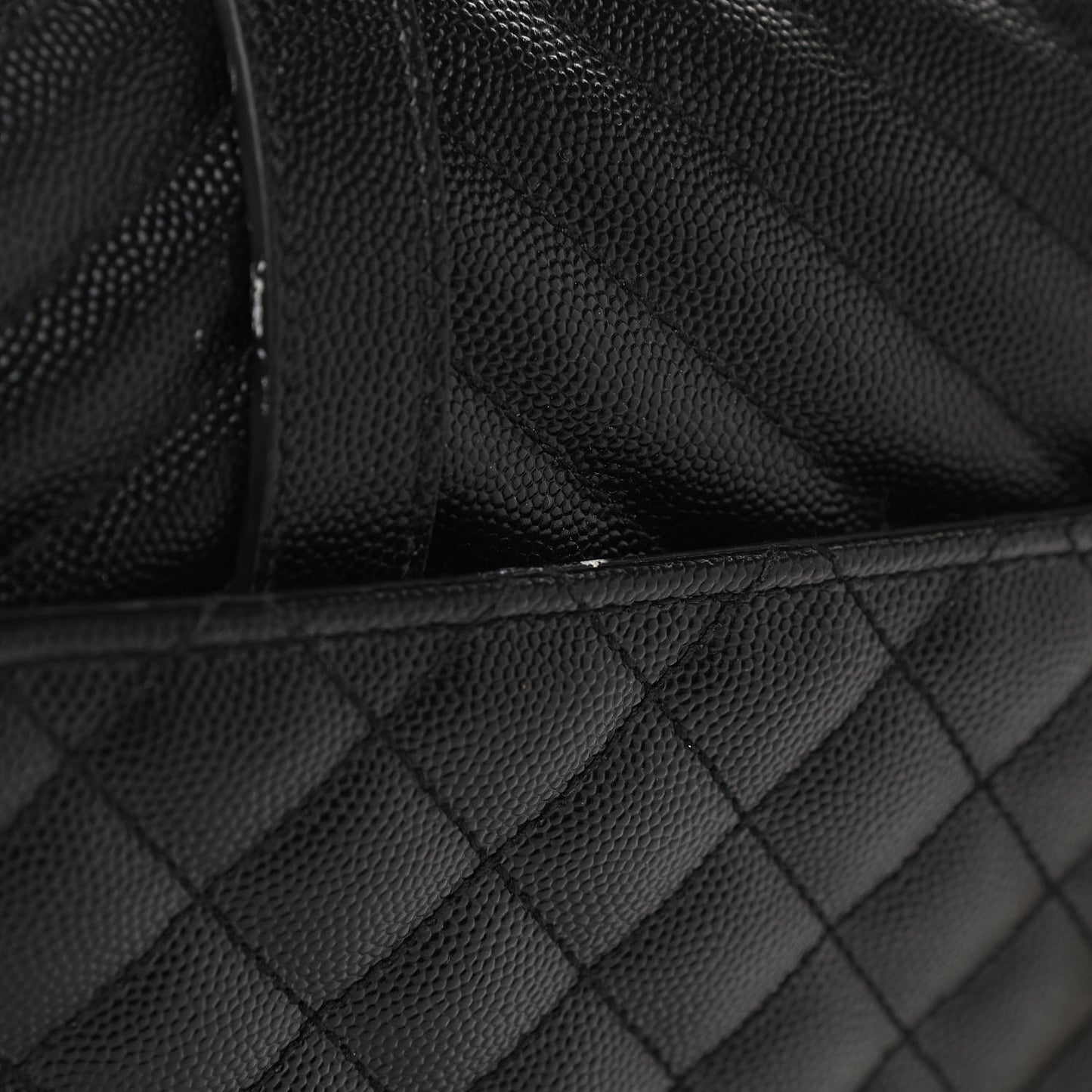 Grain De Poudre Textured Mixed Matelasse Large Triquilt Monogram Satchel Black