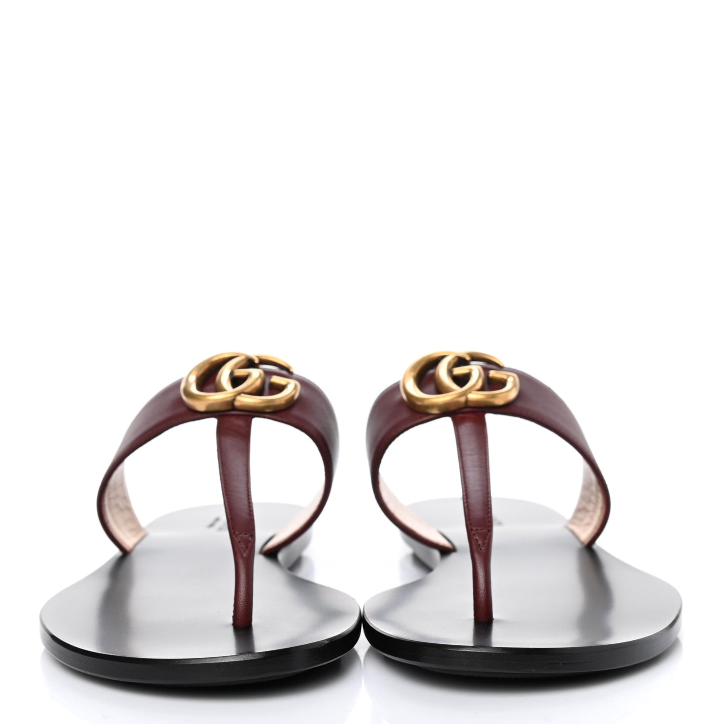 Calfskin GG Marmont Thong Sandals 36.5 Vintage Bordeaux