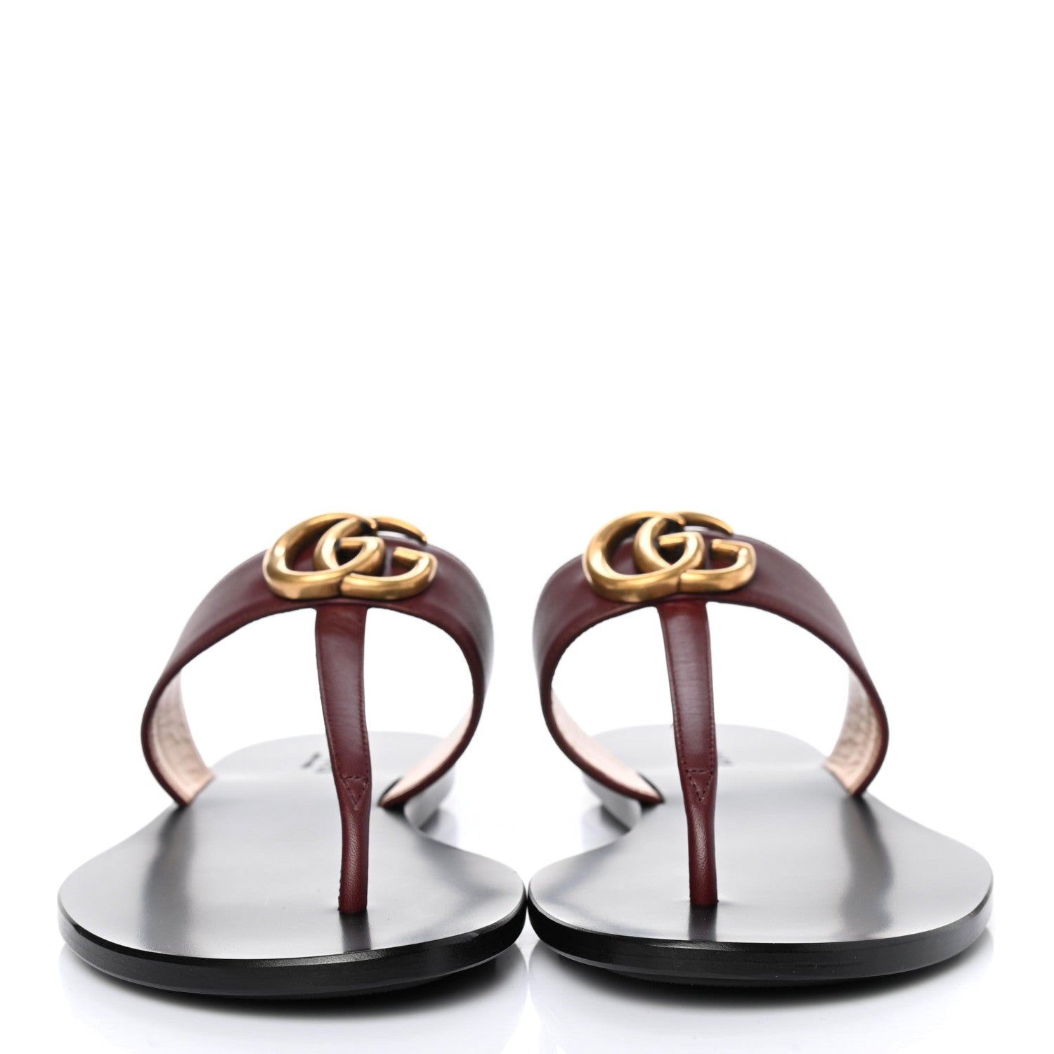 Gucci Calfskin GG Marmont Thong Sandals 36.5 Vintage Bordeaux 2 of 6