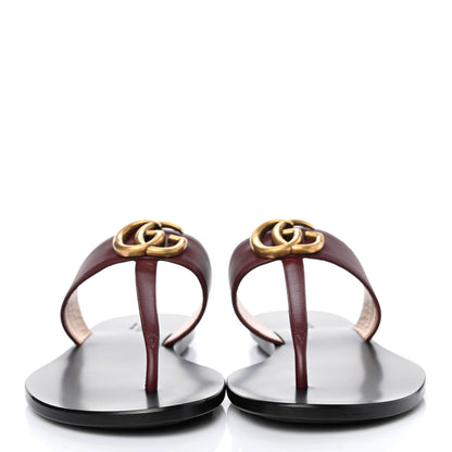 Gucci Calfskin GG Marmont Thong Sandals 36.5 Vintage Bordeaux 2 of 6