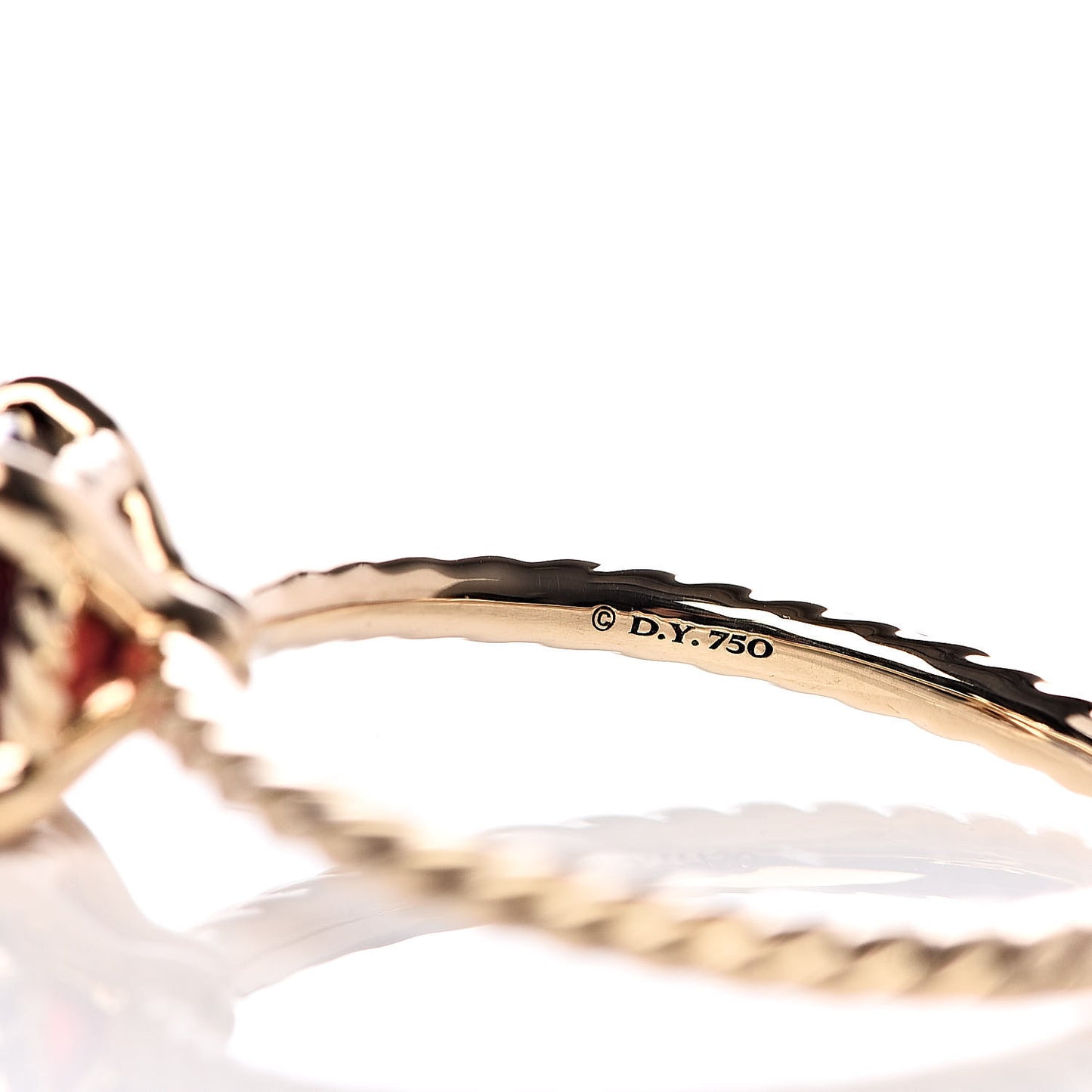 18K Yellow Gold Diamond Garnet 7mm Chatelaine Ring 54 7