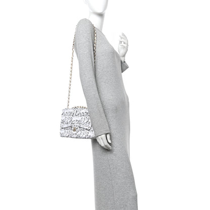 Chanel Sequin Logo Medium Flap White Black 2 of 10
