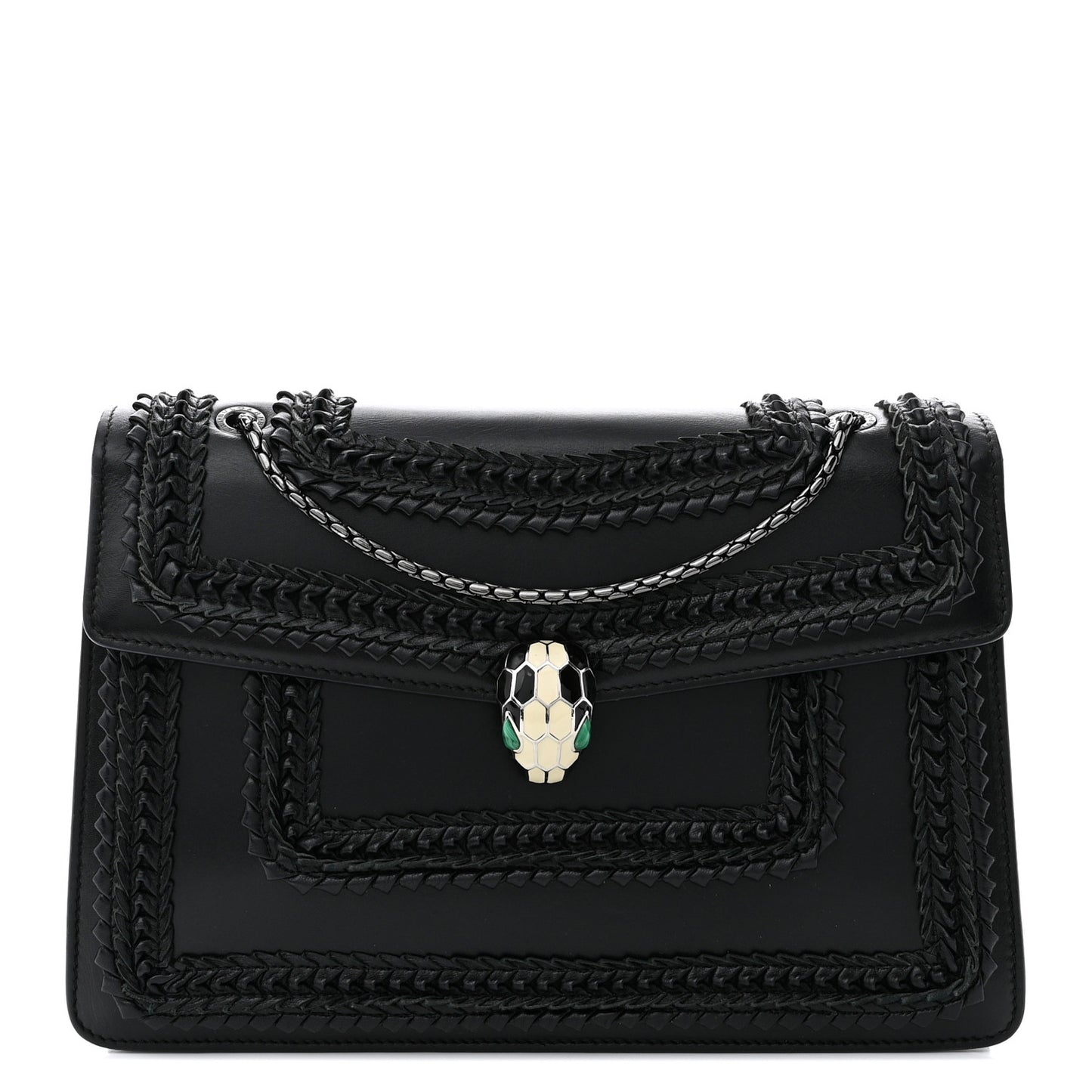 Calfskin Plisse Serpenti Forever Crossbody Bag Black