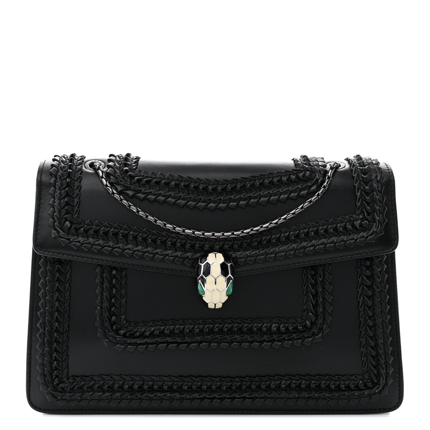 Bulgari Calfskin Plisse Serpenti Forever Crossbody Bag Black 1 of 14