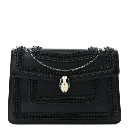 Bulgari Calfskin Plisse Serpenti Forever Crossbody Bag Black 1 of 14