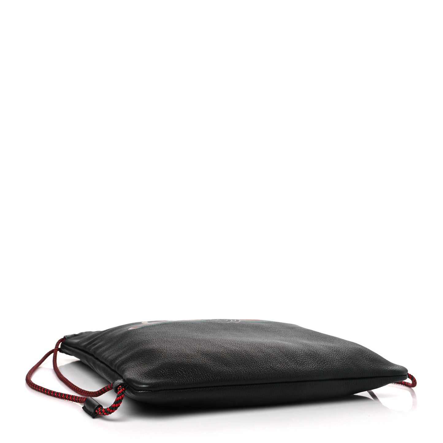 Calfskin Logo Drawstring Backpack Black