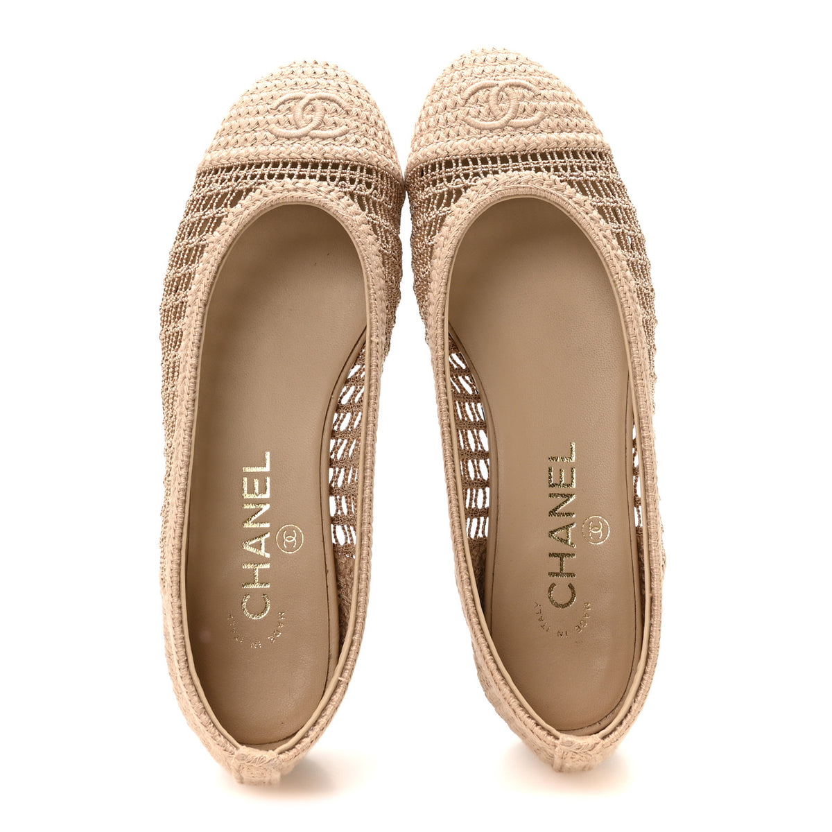 Raffia Cap Toe Ballerina Flats 36.5 Beige
