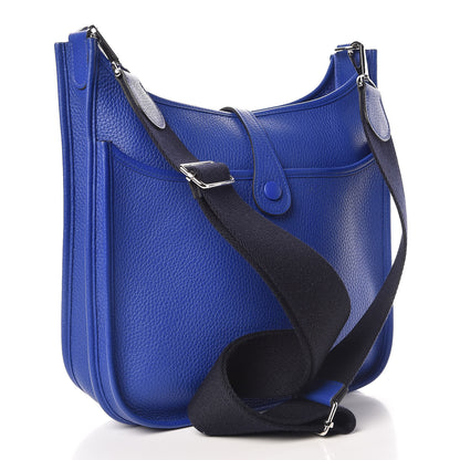 Hermes Taurillon Clemence Amazone Evelyne III PM Bleu Electrique Black 3 of 9