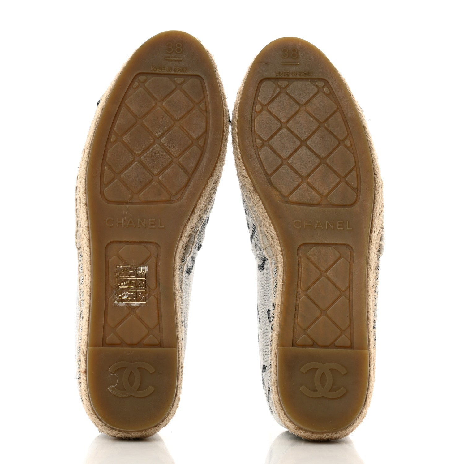 Chanel Cotton Jacquard Grosgrain CC Print Espadrilles 38 Grey Black 5 of 8