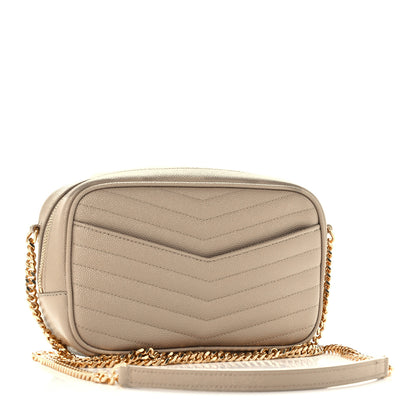 Saint Laurent Grain De Poudre Matelasse Monogram Mini Lou Camera Bag Dark Beige 3 of 11