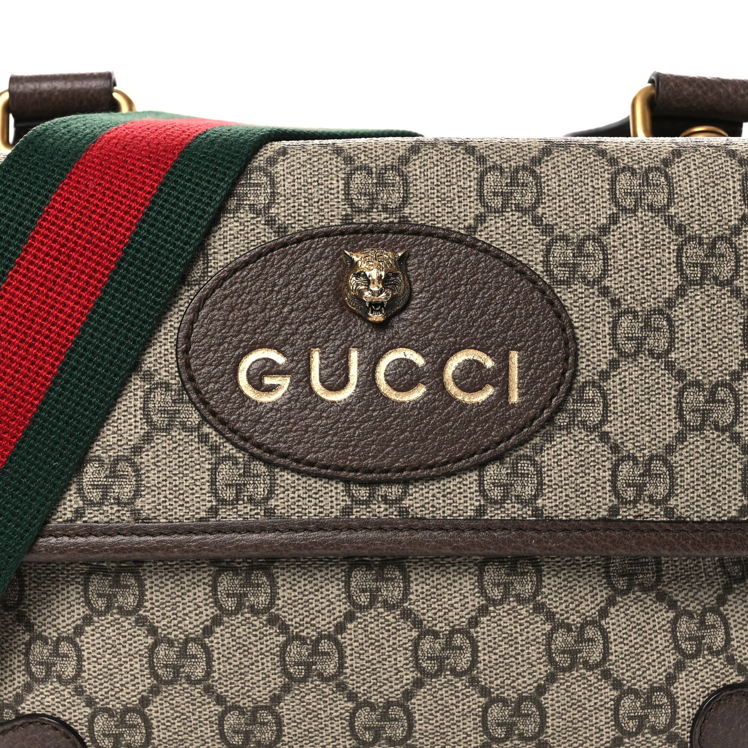 Gucci GG Supreme Monogram Web Small Neo Vintage Double Flap Messenger Bag Beige New Acero 8 of 12