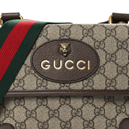 Gucci GG Supreme Monogram Web Small Neo Vintage Double Flap Messenger Bag Beige New Acero 8 of 12