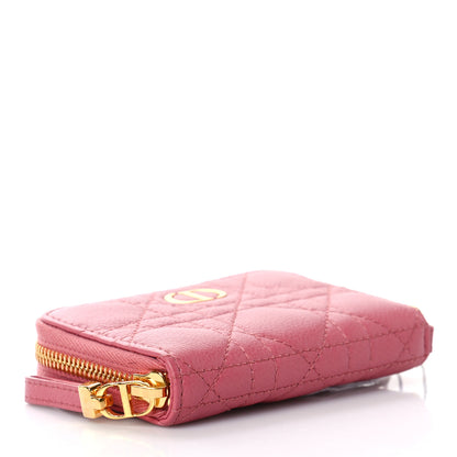 Christian Dior Grained Calfskin Supple Cannage Caro Compact Zipped Wallet Pink Yarrow 4 of 8